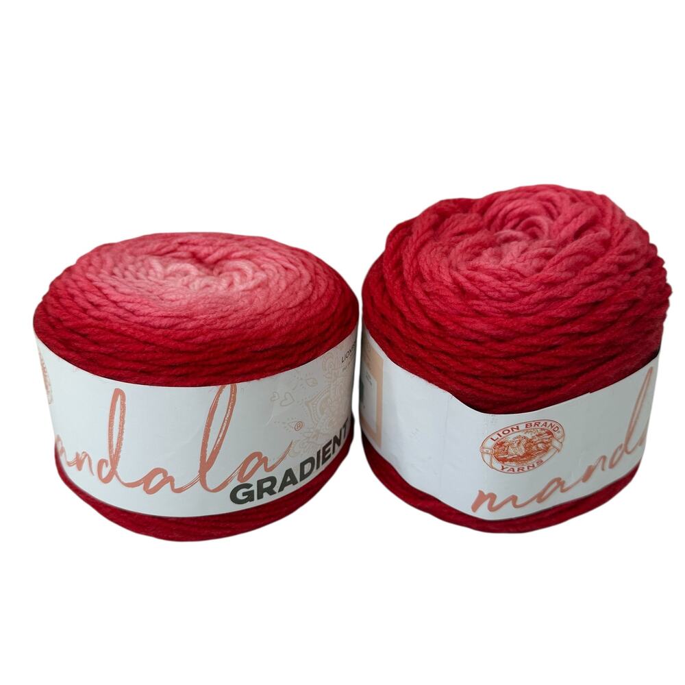 Lion Brand Yarns Mandala Gradient Red Rouge 5.29 oz 295 Yards 2 Pack